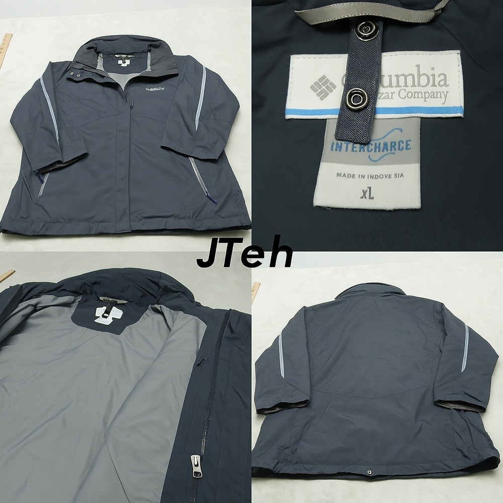Columbia Jacket Womens XL Gray Crop Sleeves Full Zip Bugaboo Waterproof‎ Breathe